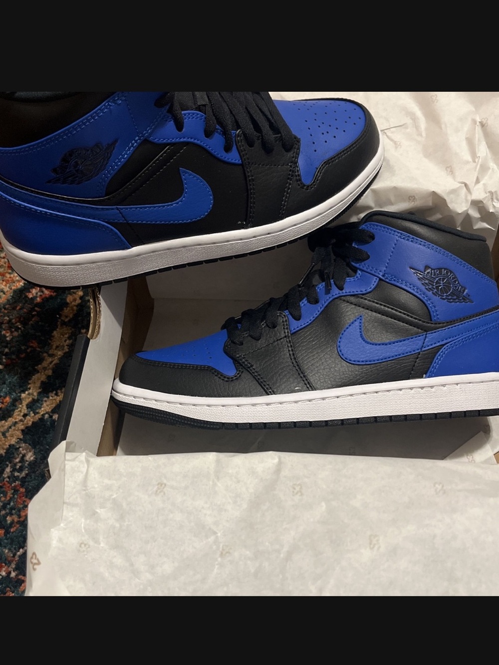 Jordan Mid-Top Sneakers in Black and Royal Blue
